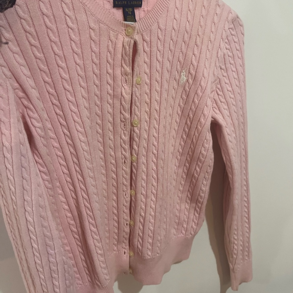 Ralph Lauren Light Pink Cable Knit Cardigan brand new